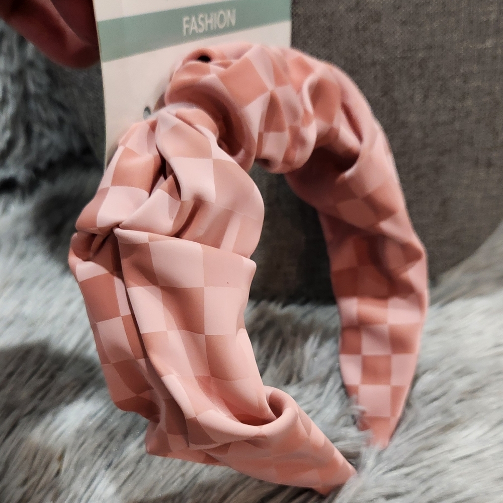 Checkered Pink Headband